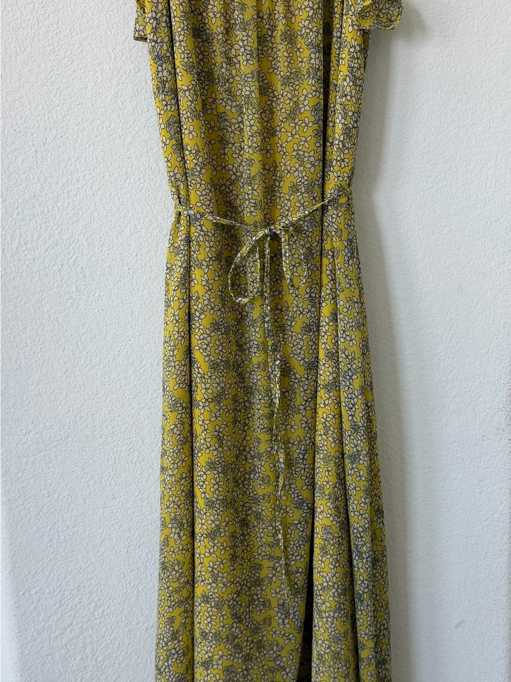 Women's Floral Tie-Waist Maxi Dress in Mustard